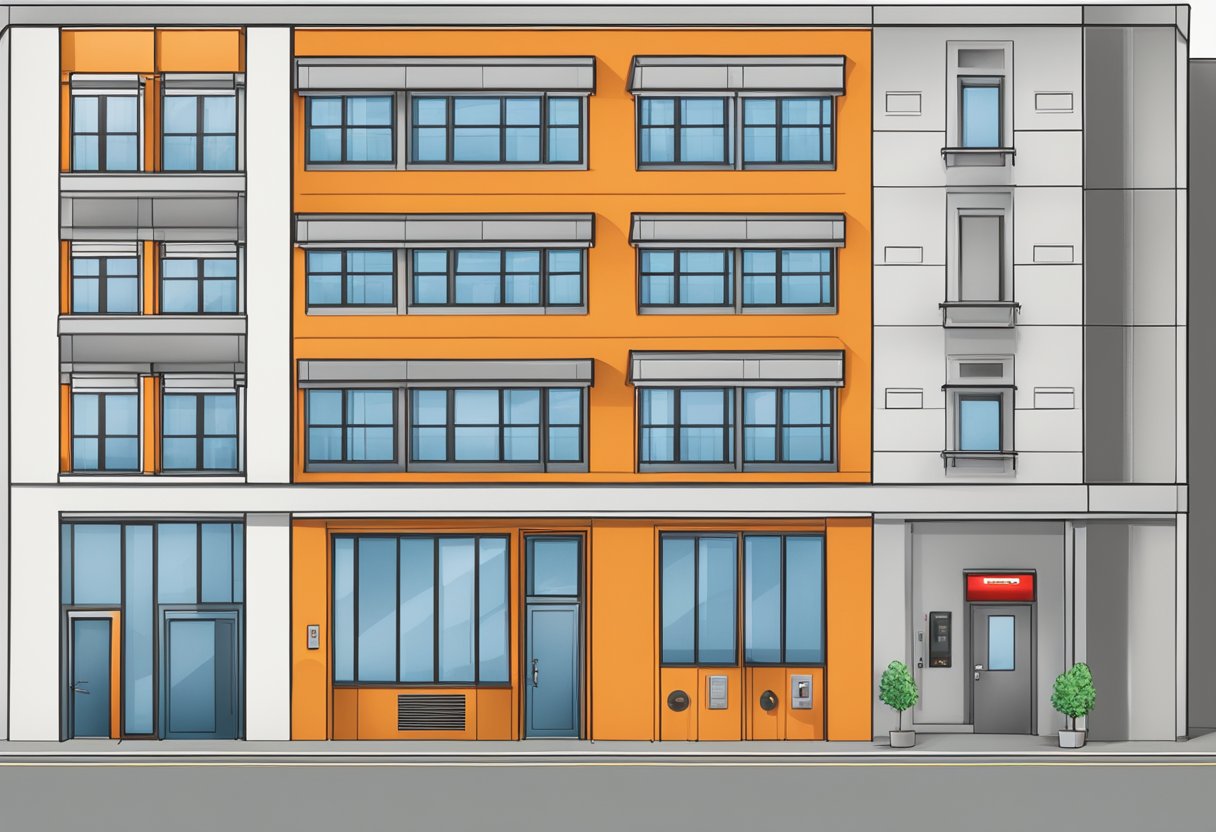 A building with two separate fire alarm systems: one conventional, with manual pull stations, and the other addressable, with advanced detection devices